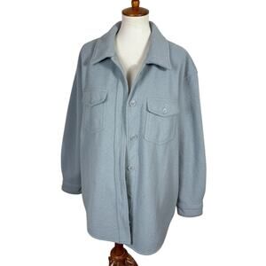Hilary Radley Cozy Blue Fleece Long Sleeve Button Up Shirt Jacket Shacket XXL